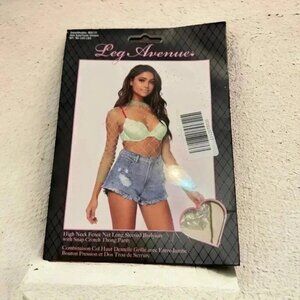 NWT leg avenue lime green fish net bodysuit Y2K goth rave OS